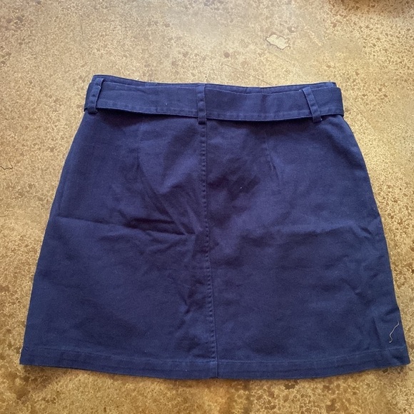 FRANCESCA’S Harper Heritage navy basic twill tie waist circle skater mini skirt - Picture 4 of 5